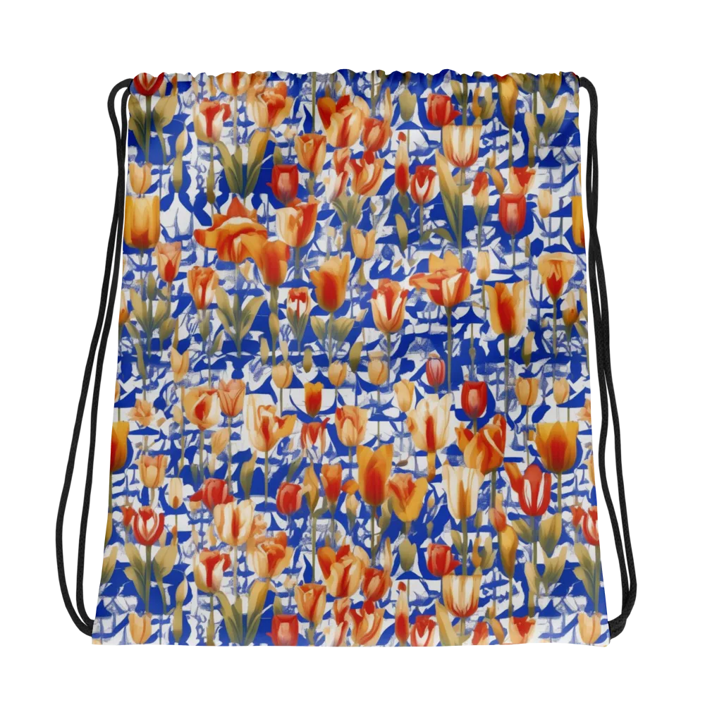 Cobalt Tulip Riot on Drawstring Bag — Photo