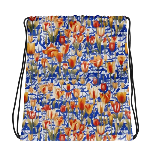 Cobalt Tulip Riot on a Drawstring Bag