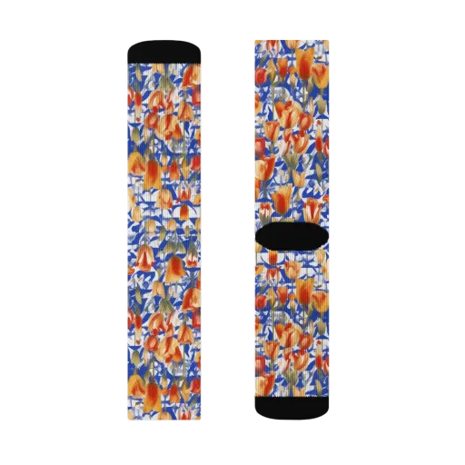 Cobalt Tulip Riot on a Socks