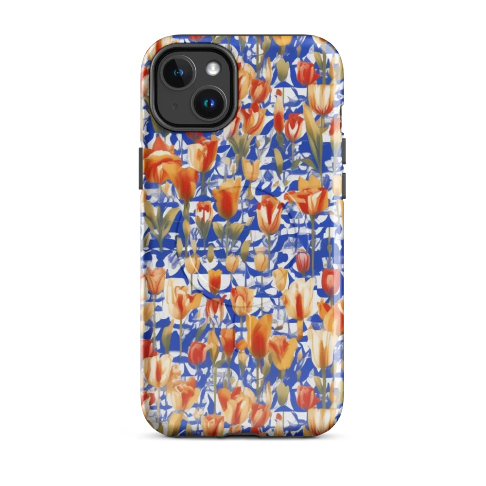 Cobalt Tulip Riot on MagSafe Tough Case for iPhone® — Front
