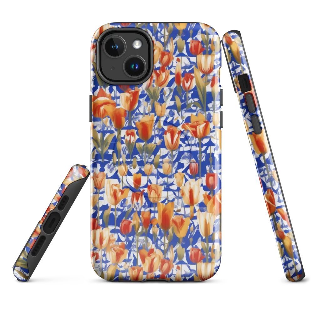 Cobalt Tulip Riot on MagSafe Tough Case for iPhone® — Front
