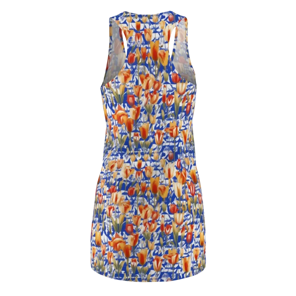 Cobalt Tulip Riot on Racerback Dress — Back