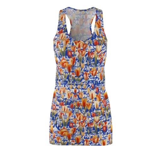 Cobalt Tulip Riot on a Racerback Dress