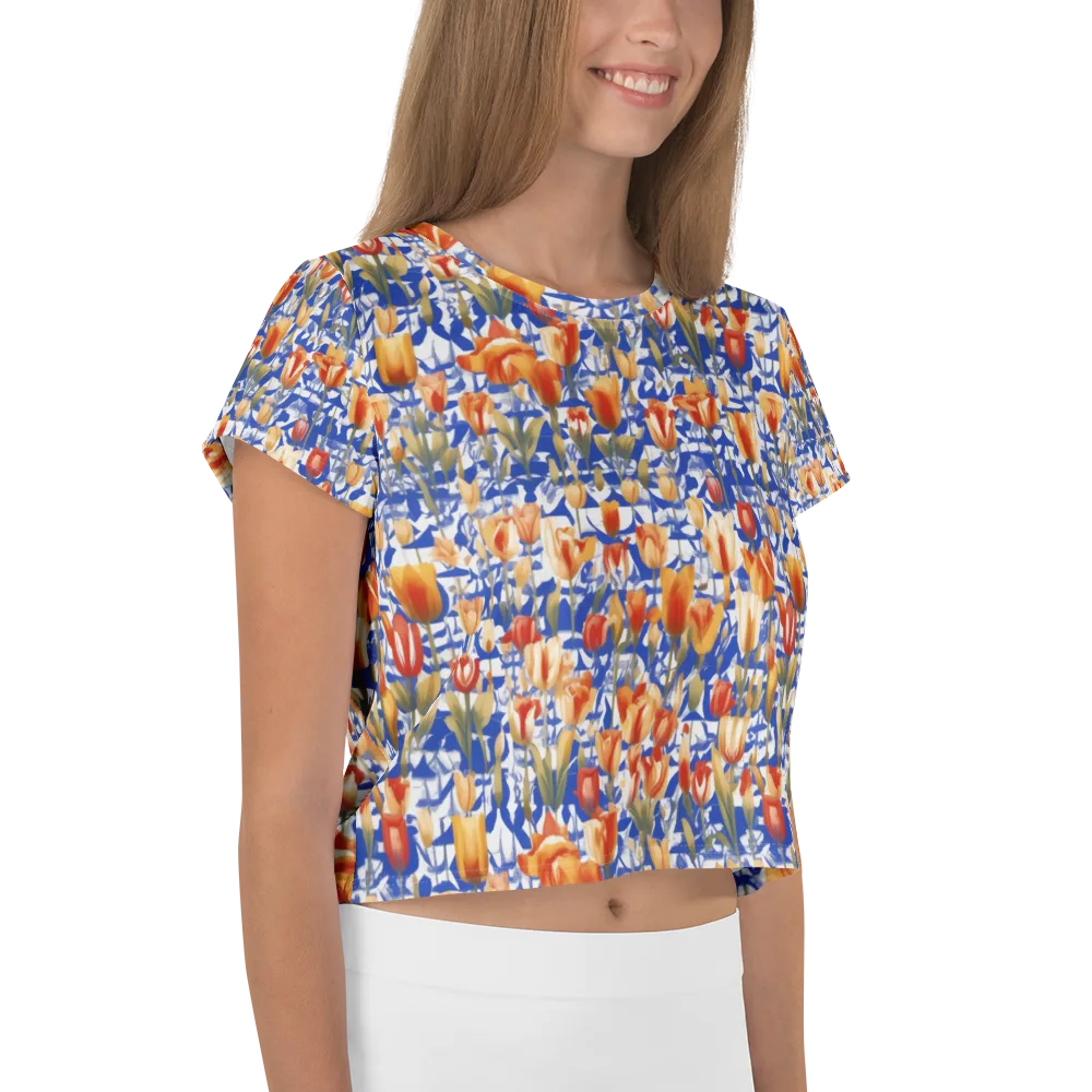 Cobalt Tulip Riot on Crop Tee — Right