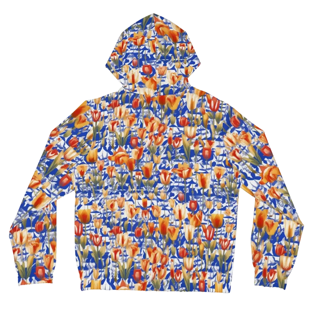 Cobalt Tulip Riot on Women's Full-Zip Hoodie — Back