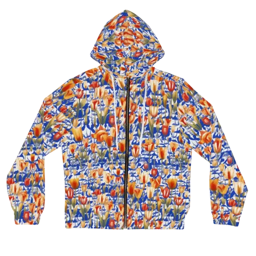 Cobalt Tulip Riot on a Women's Full-Zip Hoodie