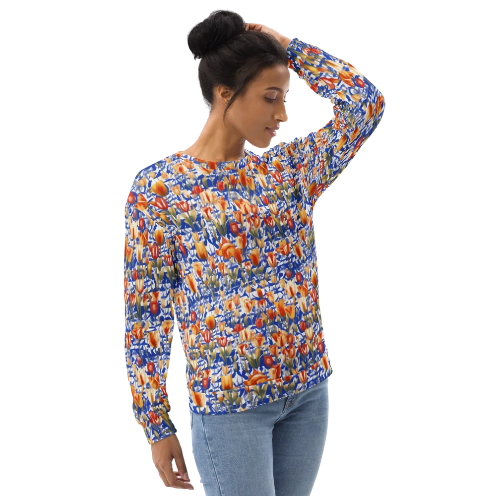 Cobalt Tulip Riot on Sweatshirt — Right Front