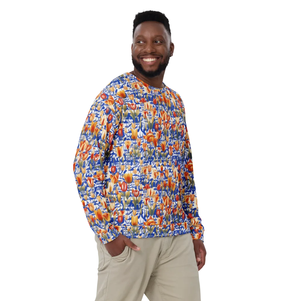 Cobalt Tulip Riot on Sweatshirt — Front