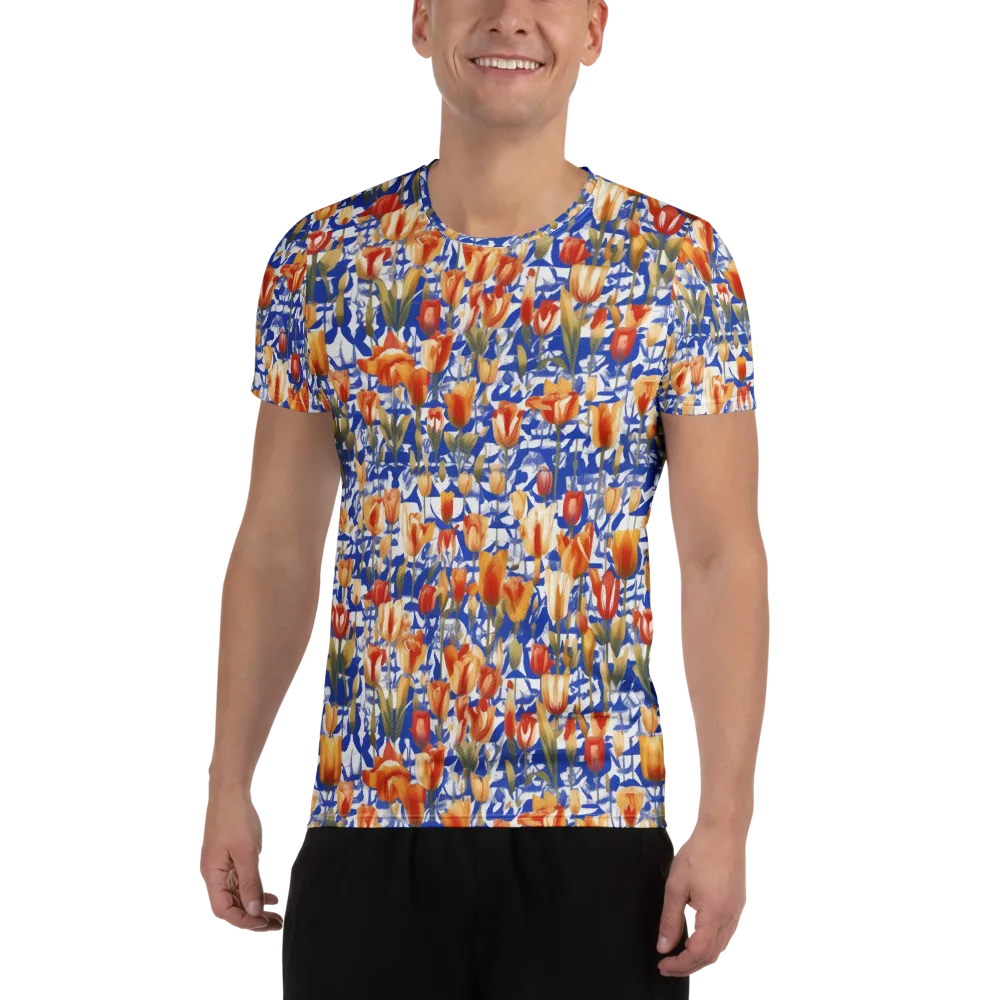 Cobalt Tulip Riot on Men's Athletic T-Shirt — Front