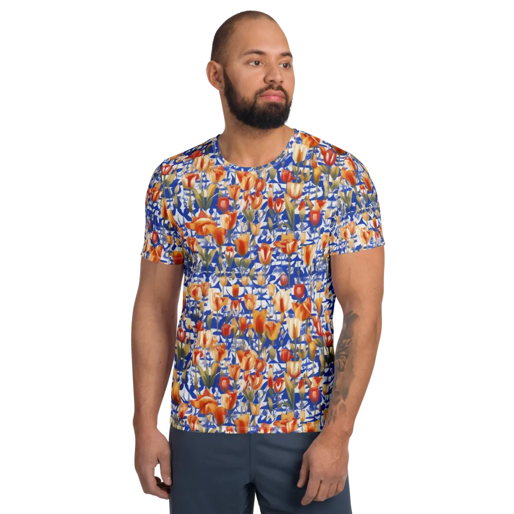Cobalt Tulip Riot on Men's Athletic T-Shirt — Front