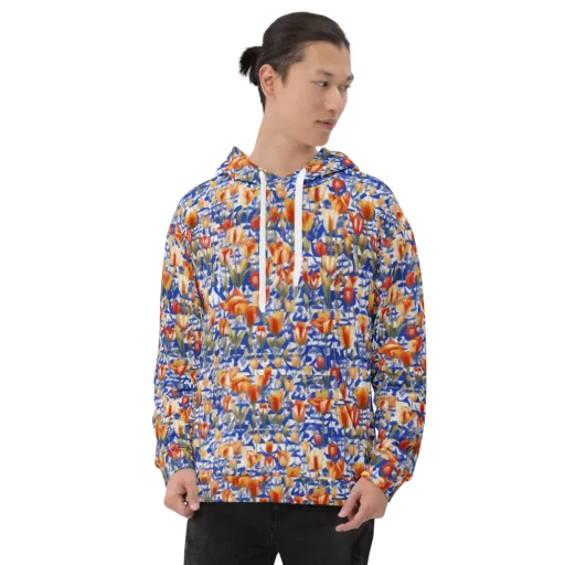 Cobalt Tulip Riot on a Hoodie