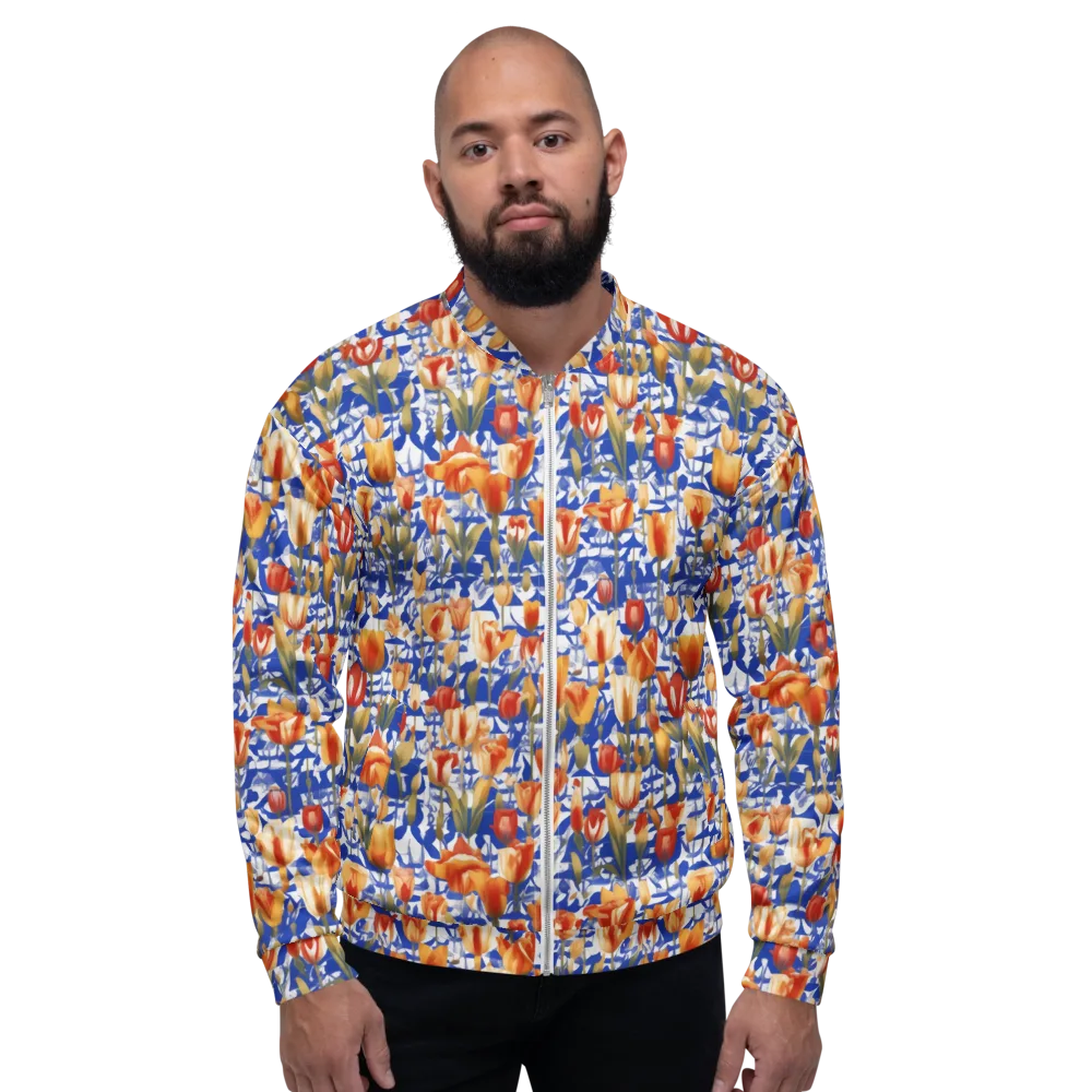 Cobalt Tulip Riot on Bomber Jacket — Front