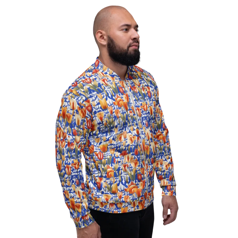 Cobalt Tulip Riot on Bomber Jacket — Right