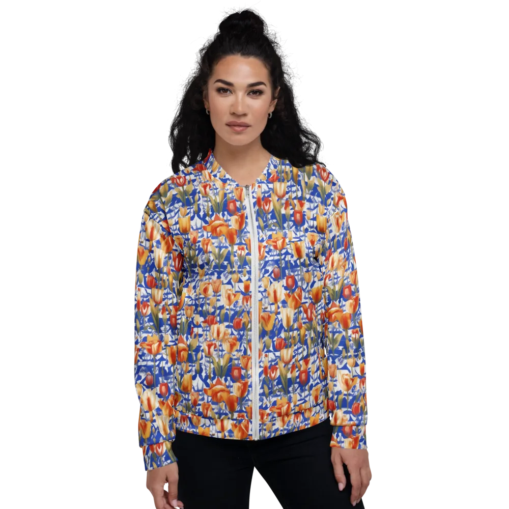 Cobalt Tulip Riot on Bomber Jacket — Front