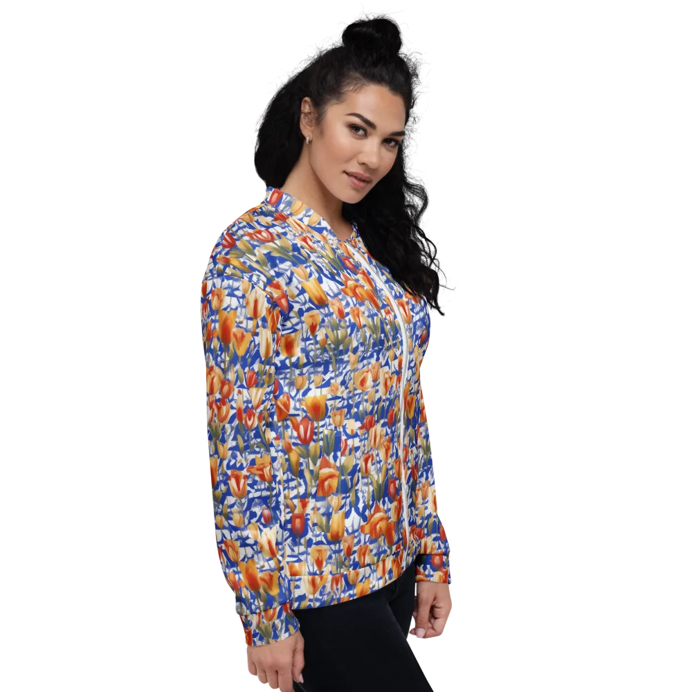 Cobalt Tulip Riot on Bomber Jacket — Right
