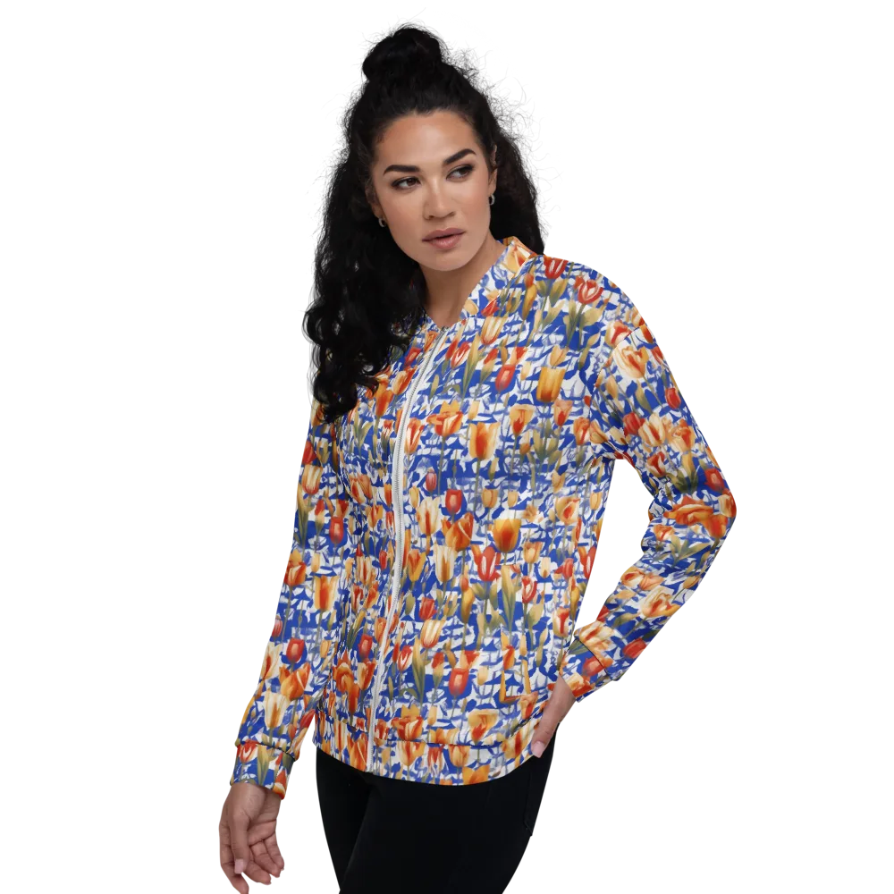 Cobalt Tulip Riot on Bomber Jacket — Left