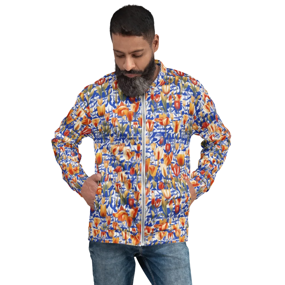 Cobalt Tulip Riot on Bomber Jacket — Front