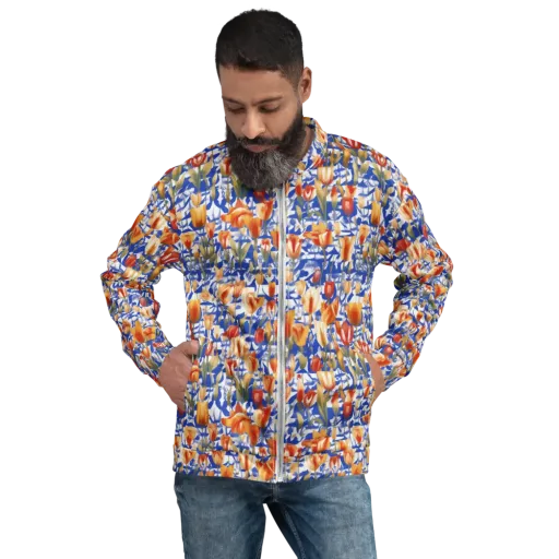 Cobalt Tulip Riot on a Bomber Jacket