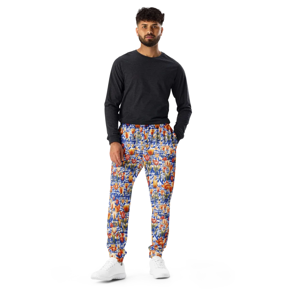 Cobalt Tulip Riot on Men's Joggers — Front