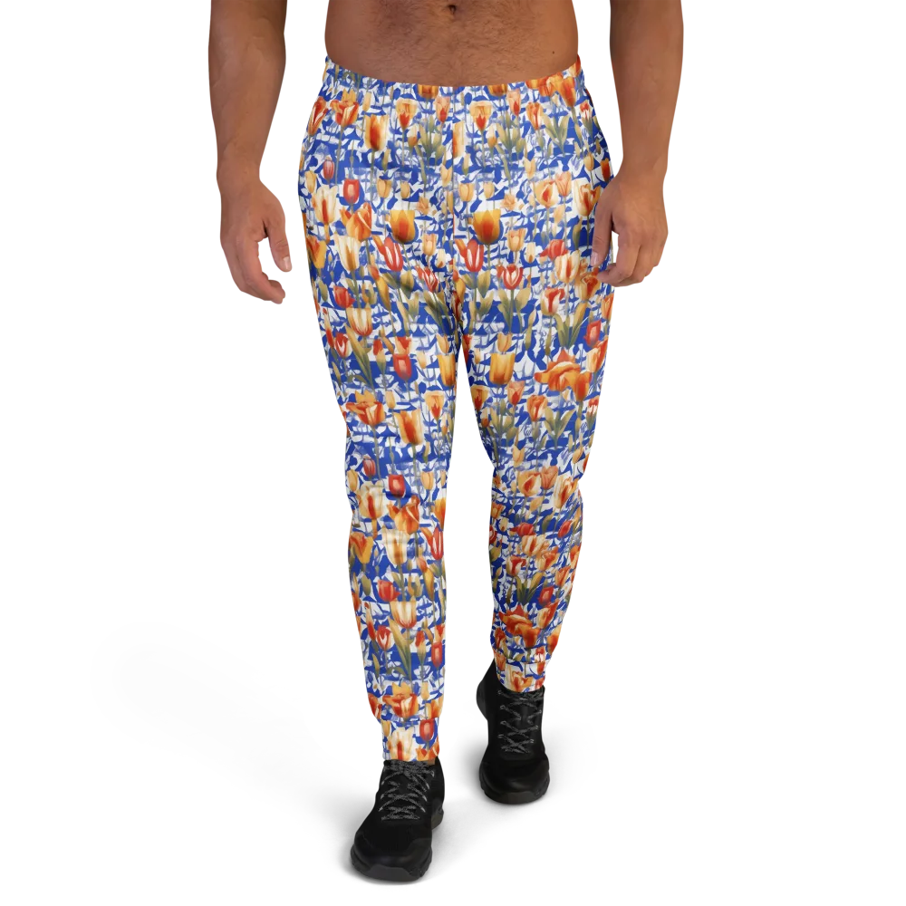 Cobalt Tulip Riot on Men's Joggers — Front