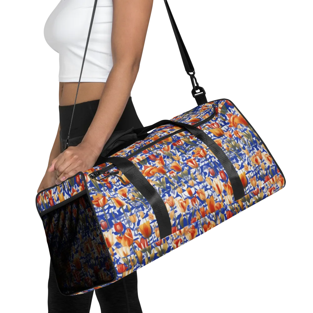 Cobalt Tulip Riot on Duffle Bag — Front