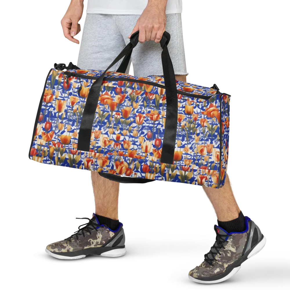 Cobalt Tulip Riot on Duffle Bag — Front