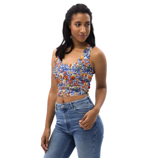 Cobalt Tulip Riot on a Crop Top