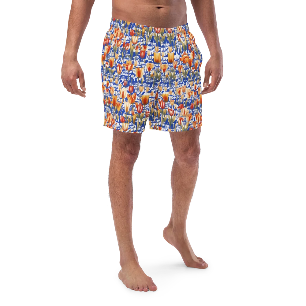 Cobalt Tulip Riot on Swim Trunks — Front