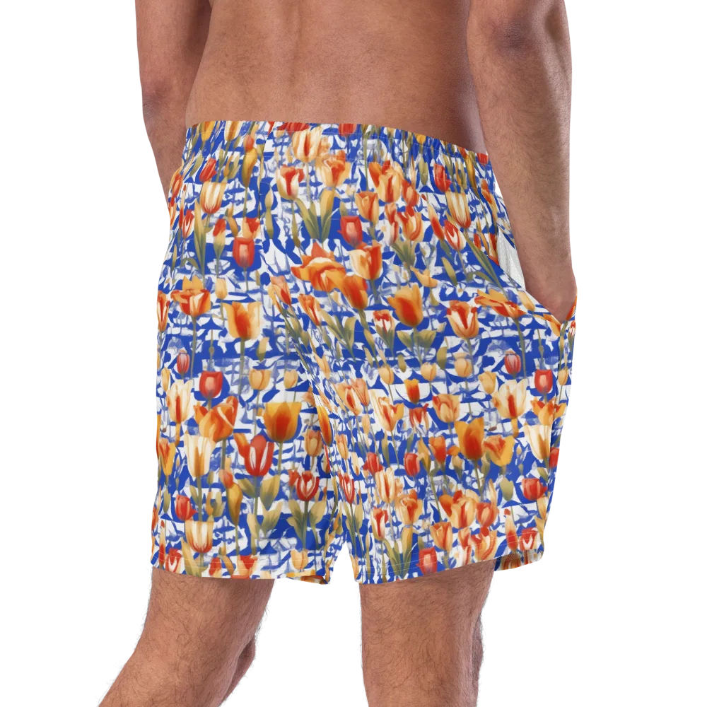 Cobalt Tulip Riot on Swim Trunks — Right Back