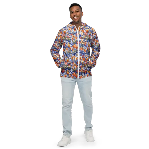 Cobalt Tulip Riot on a Men's Windbreaker