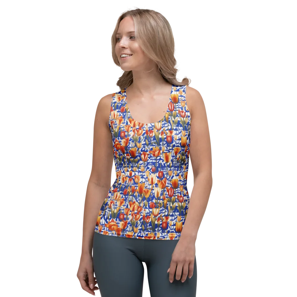 Cobalt Tulip Riot on Women's Tank Top — Front