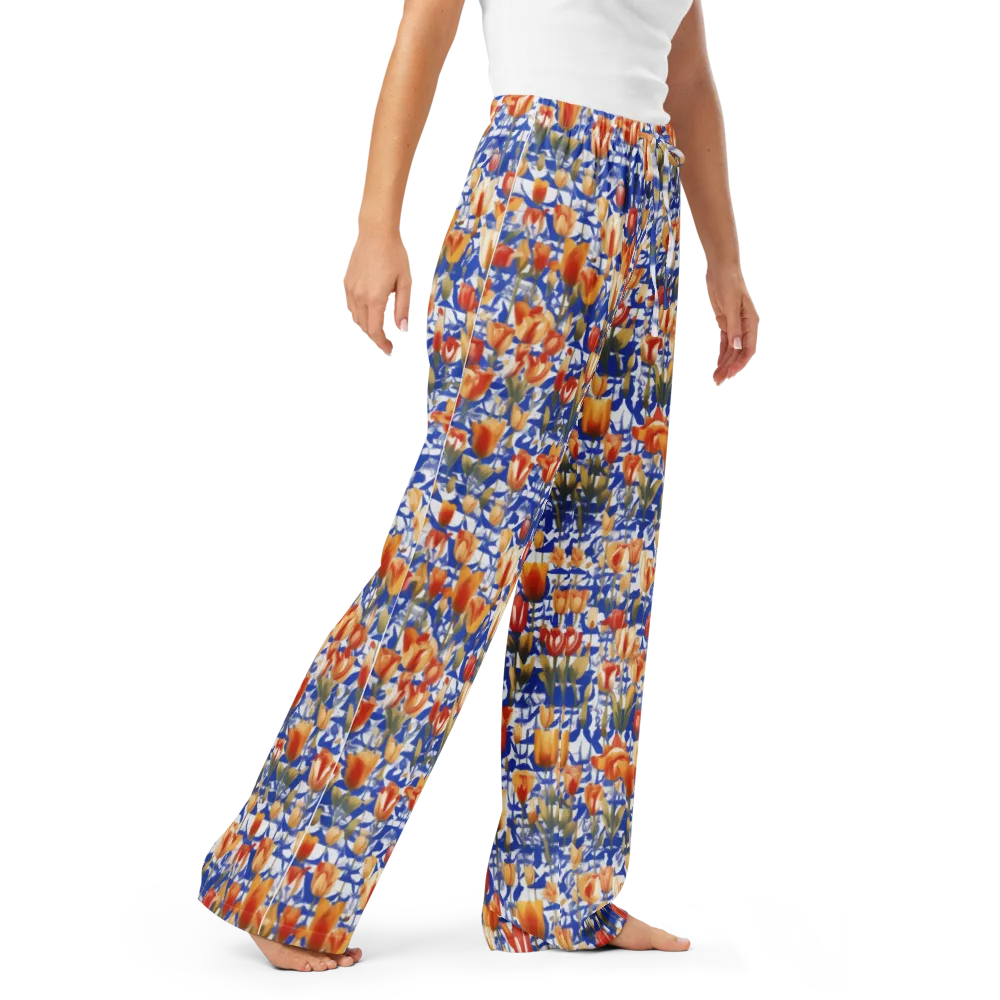 Cobalt Tulip Riot on Women's Pajama Pants — Right Front