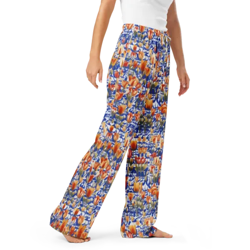 Cobalt Tulip Riot on a Women's Pajama Pants
