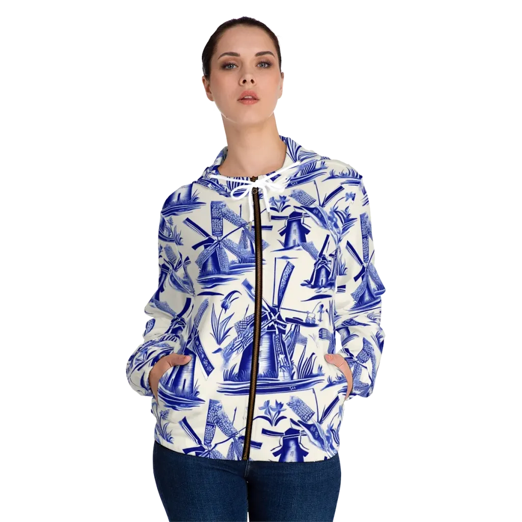 Cerulean Millworks on Women's Full-Zip Hoodie — Front On Person