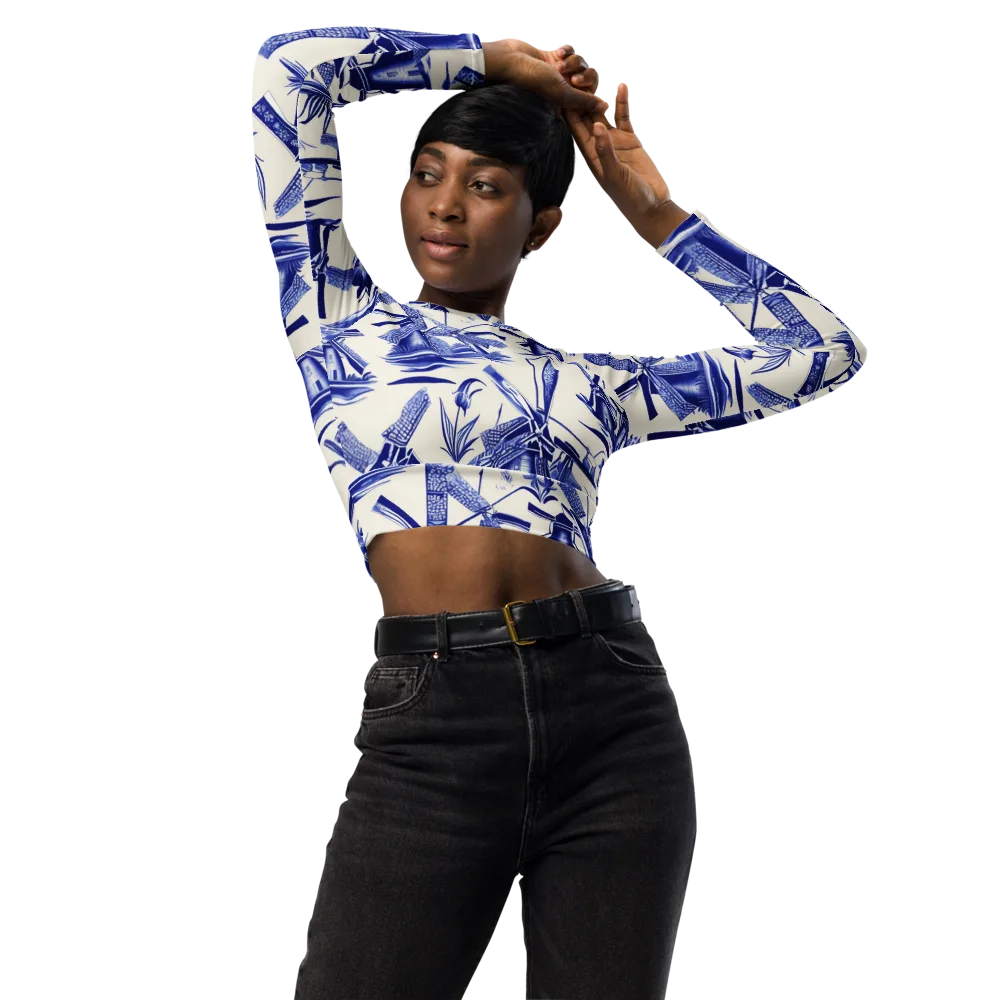 Cerulean Millworks on Long Sleeve Crop Top — Front
