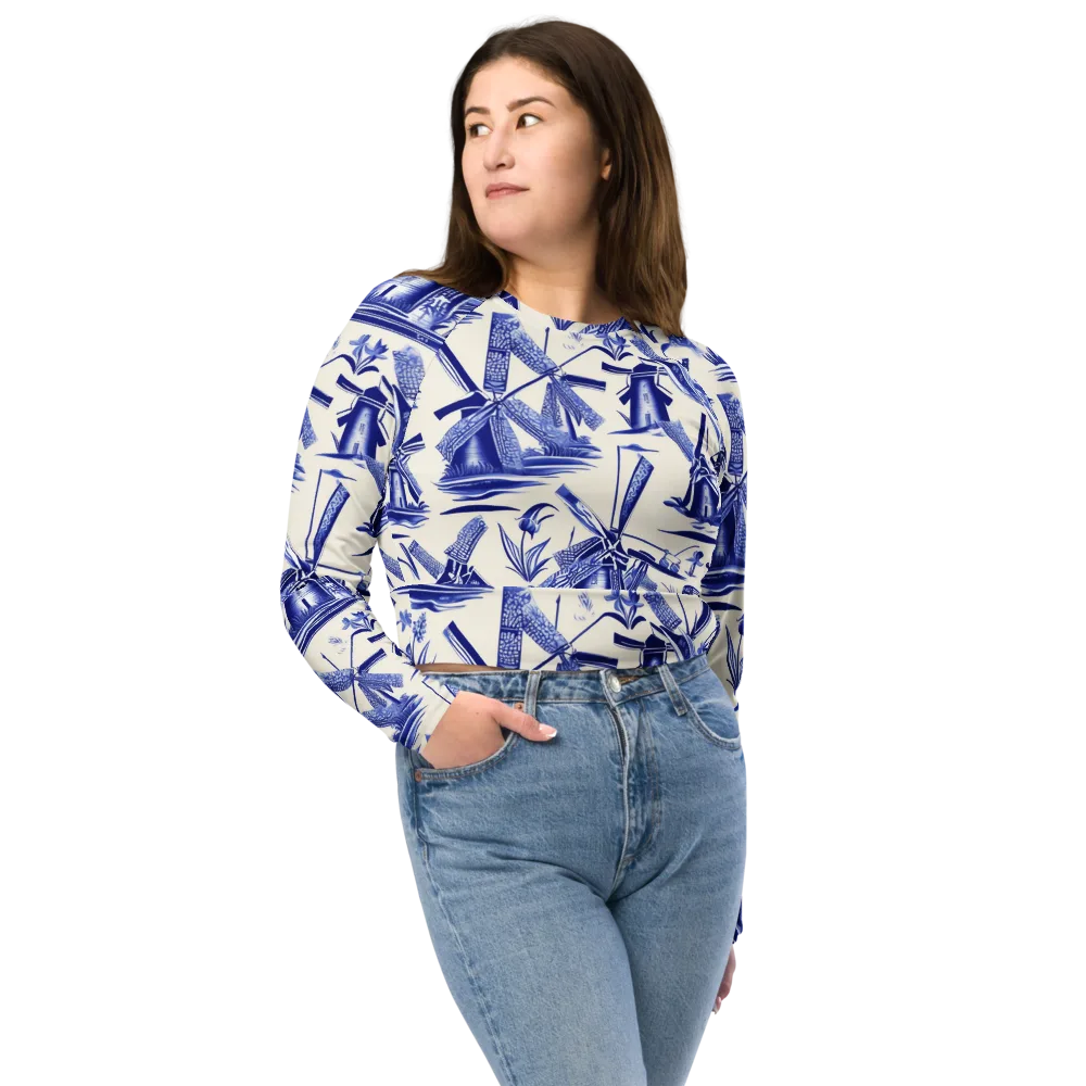 Cerulean Millworks on Long Sleeve Crop Top — Front
