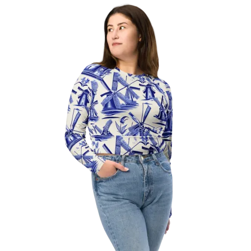 Cerulean Millworks on a Long Sleeve Crop Top