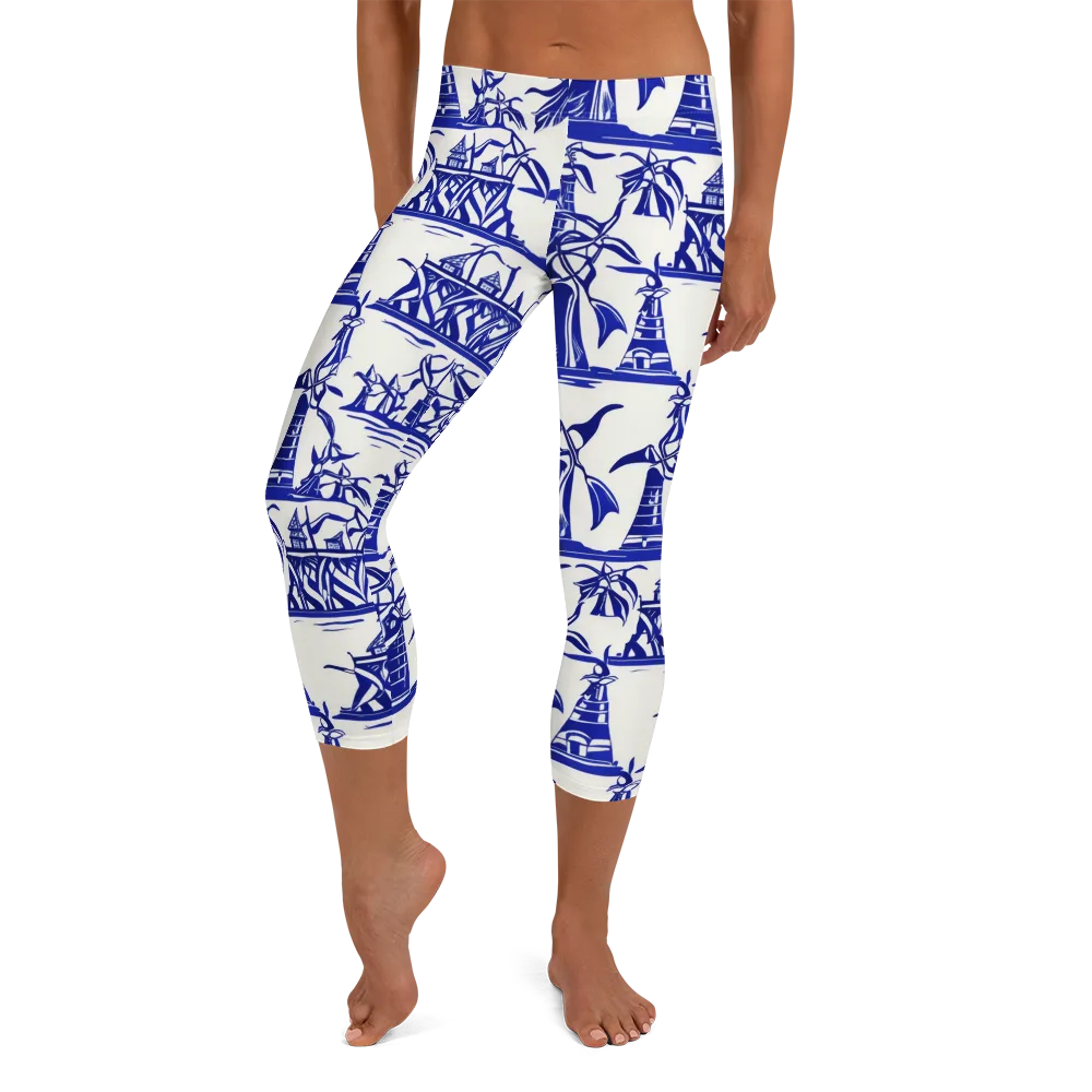 Cobalt Coastline on Capri Leggings — Front
