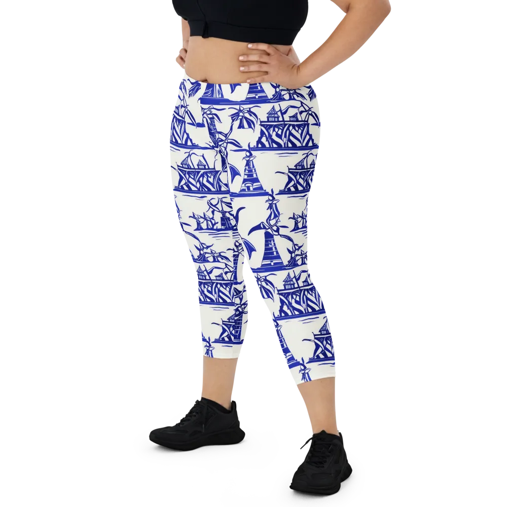 Cobalt Coastline on Capri Leggings — Front