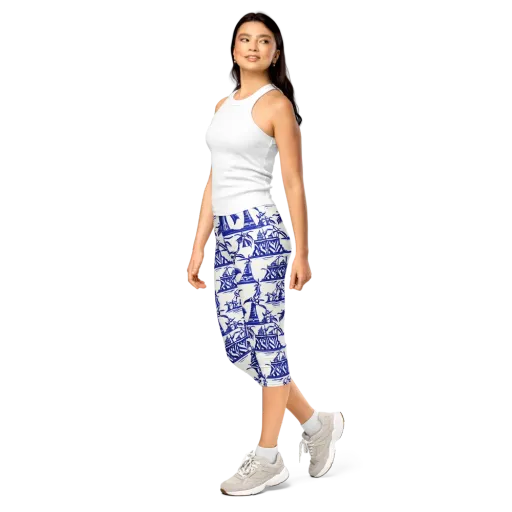Cobalt Coastline on a Capri Leggings