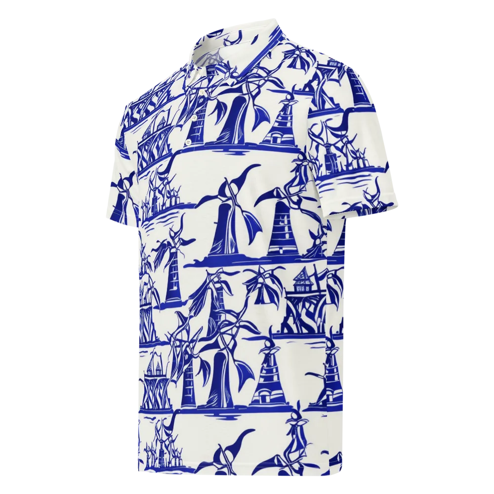 Cobalt Coastline on Men's Slim Fit Polo Shirt — Left Front