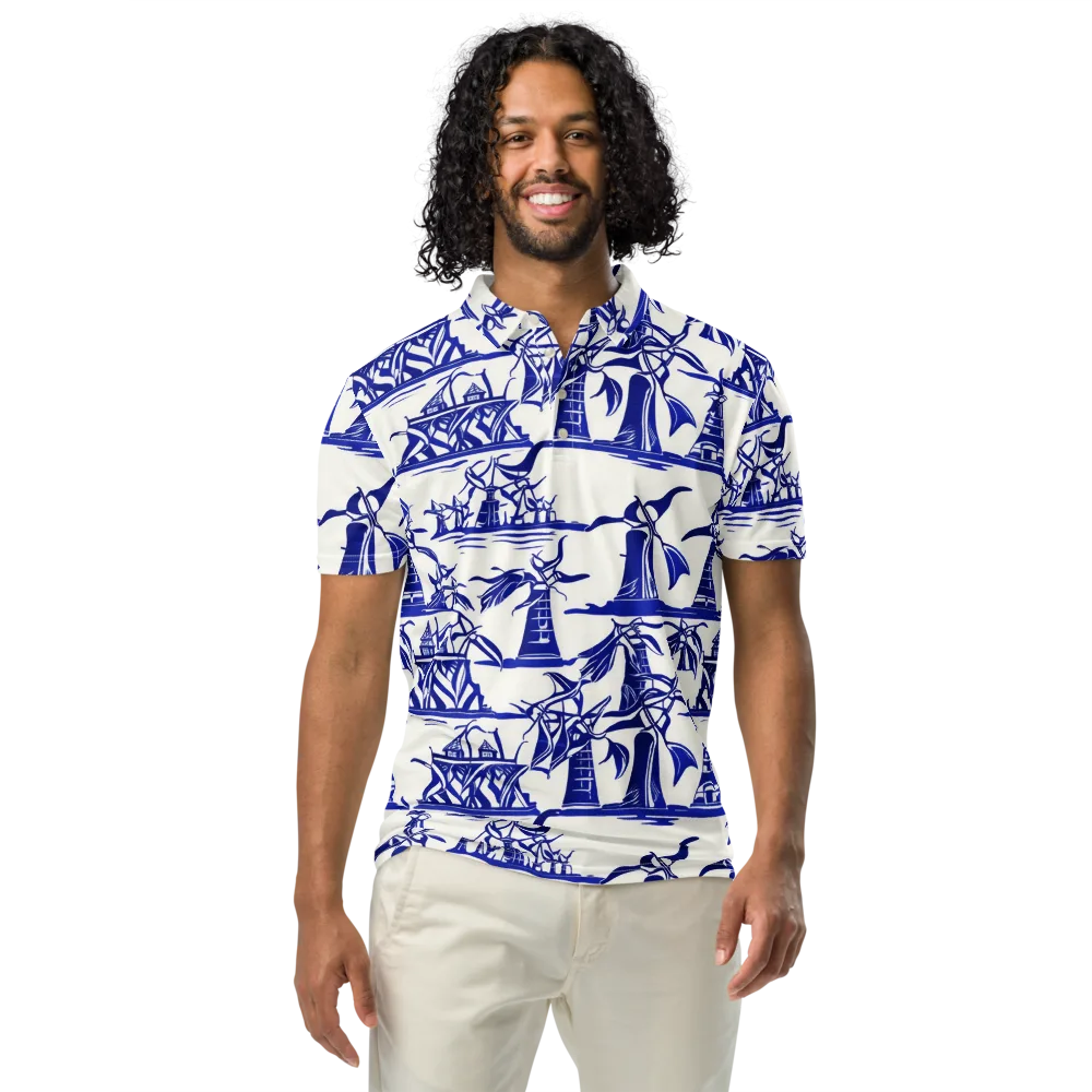 Cobalt Coastline on Men's Slim Fit Polo Shirt — Front