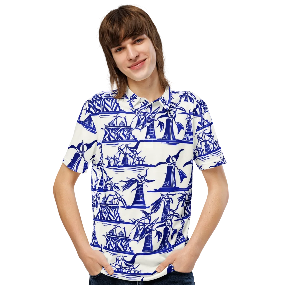 Cobalt Coastline on Men's Slim Fit Polo Shirt — Front