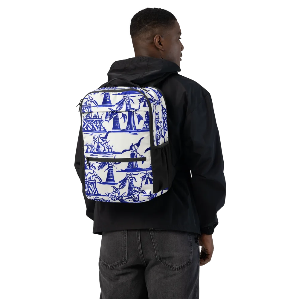Cobalt Coastline on Utility Backpack — Back