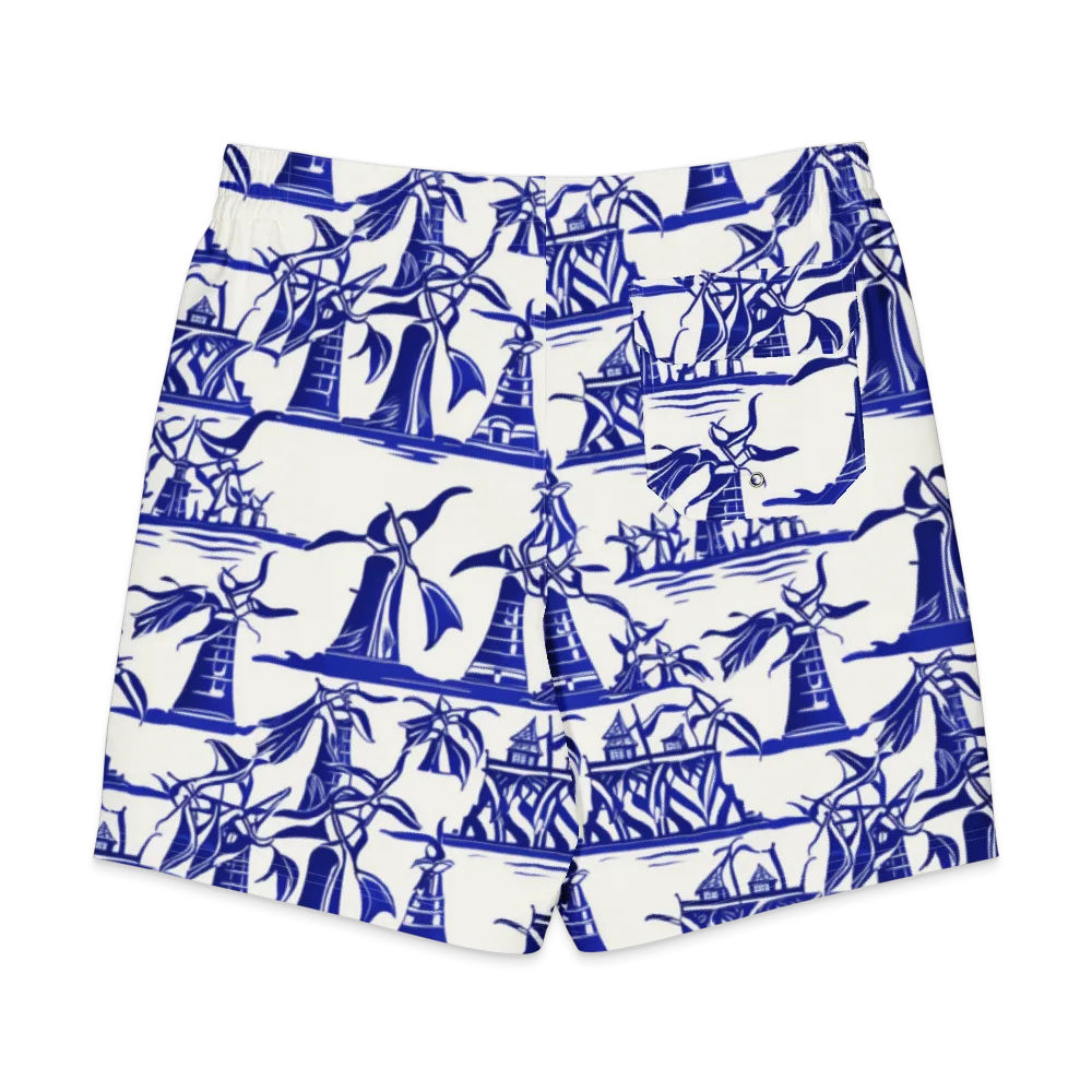 Cobalt Coastline on Men's Board Shorts — Back