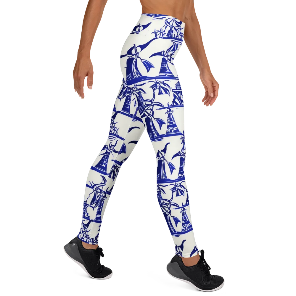 Cobalt Coastline on Yoga Leggings — Right