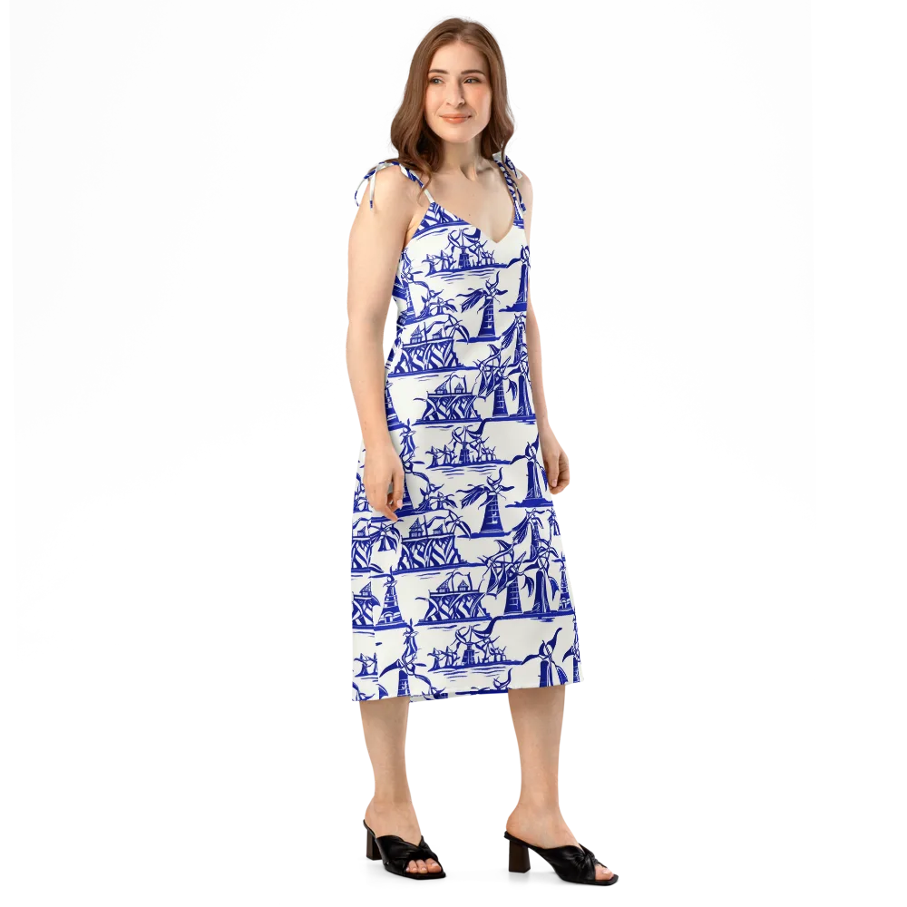 Cobalt Coastline on Slip Dress — Right Front