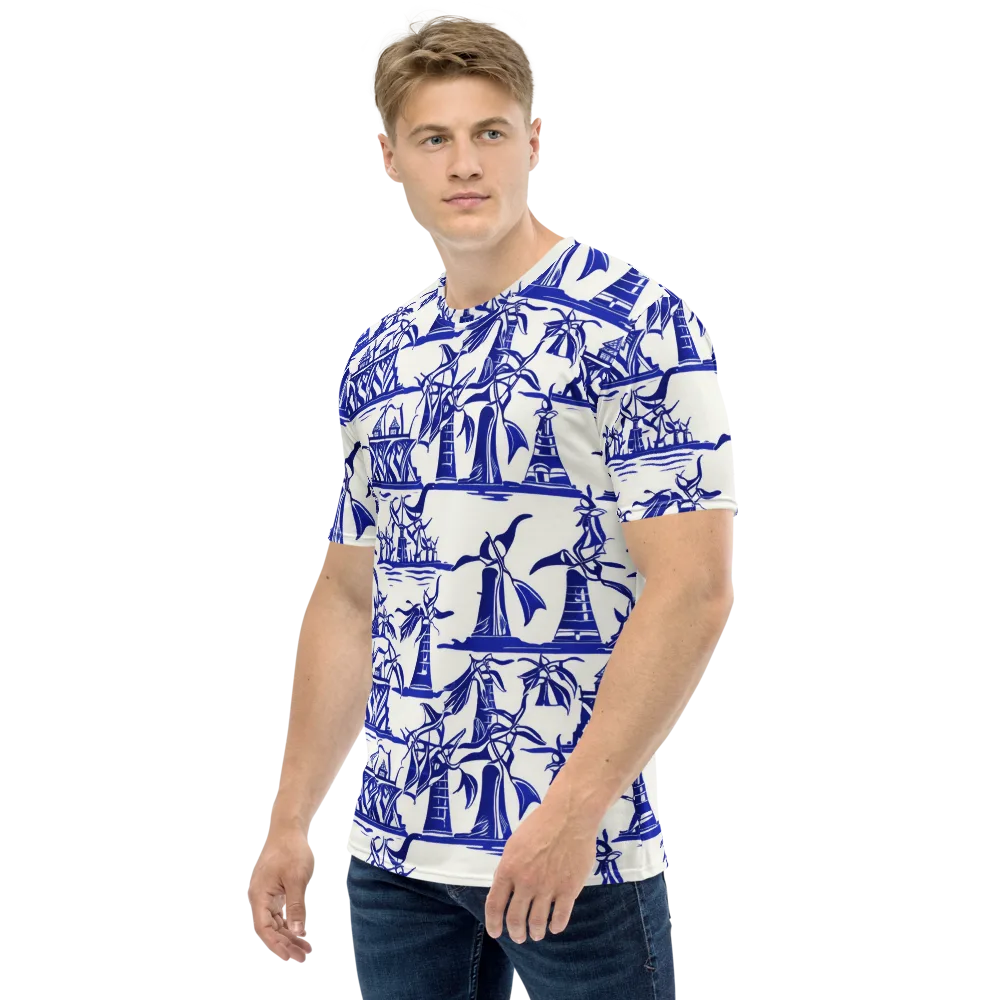 Cobalt Coastline on Men's Crew Neck T-Shirt — Left