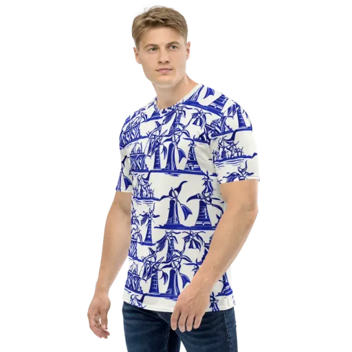 Cobalt Coastline on a Men's Crew Neck T-Shirt