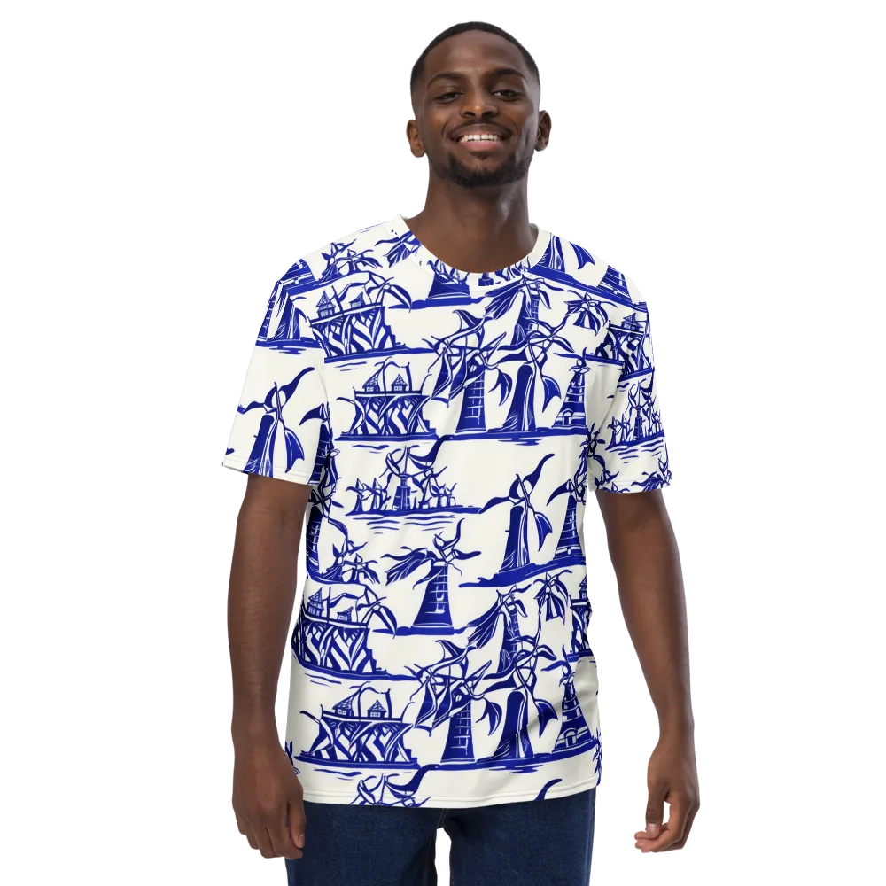 Cobalt Coastline on Men's Crew Neck T-Shirt — Front